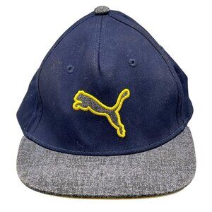 puma baseball hat youth blue gray yellow outline puma adjustable closer READ